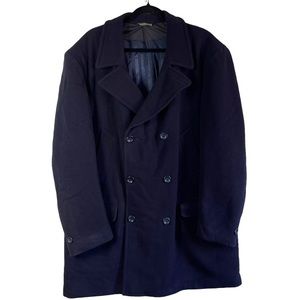 Vintage Marcello Tarantino Couture Wool Navy Coat,  Tessuto Italiano